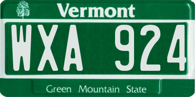 VT license plate WXA924