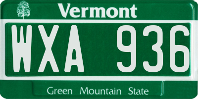 VT license plate WXA936