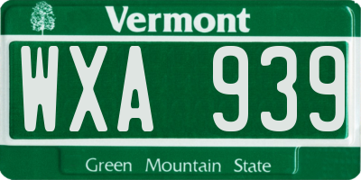 VT license plate WXA939
