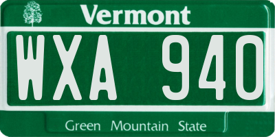 VT license plate WXA940
