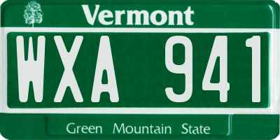 VT license plate WXA941