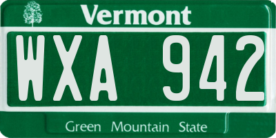 VT license plate WXA942
