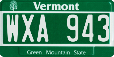 VT license plate WXA943