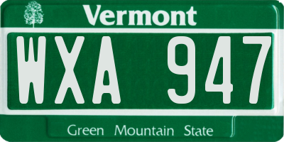 VT license plate WXA947