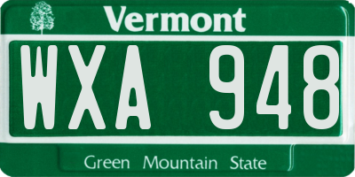 VT license plate WXA948