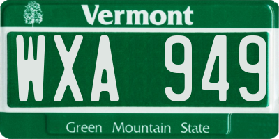 VT license plate WXA949