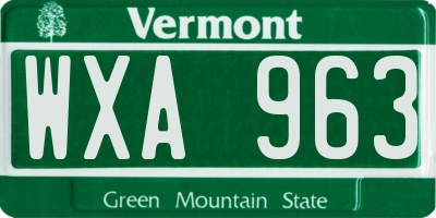 VT license plate WXA963
