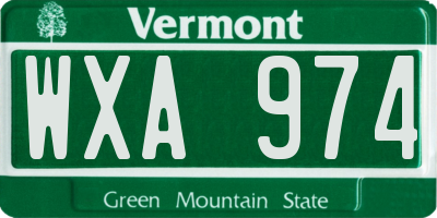 VT license plate WXA974