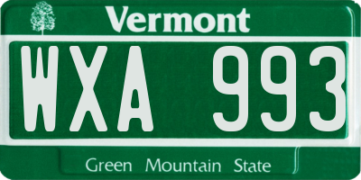 VT license plate WXA993