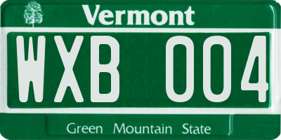 VT license plate WXB004