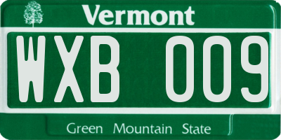 VT license plate WXB009