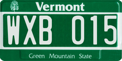 VT license plate WXB015