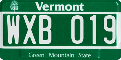 VT license plate WXB019