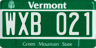VT license plate WXB021