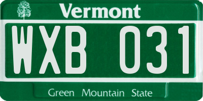 VT license plate WXB031