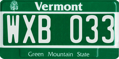 VT license plate WXB033