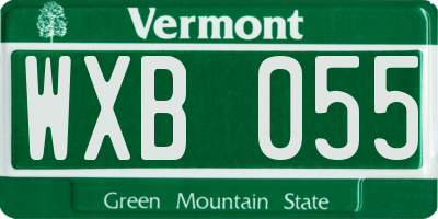 VT license plate WXB055