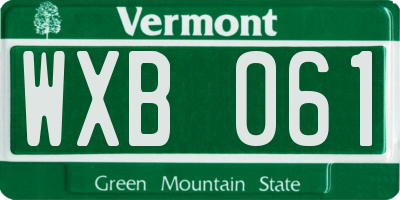 VT license plate WXB061