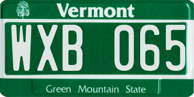 VT license plate WXB065