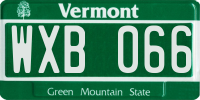 VT license plate WXB066