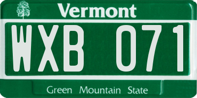 VT license plate WXB071