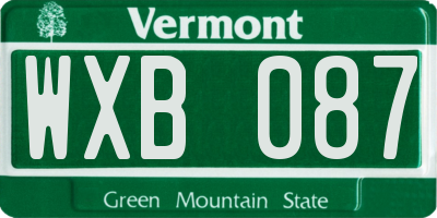 VT license plate WXB087