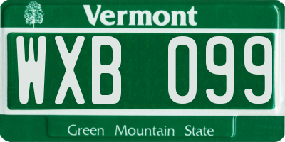 VT license plate WXB099