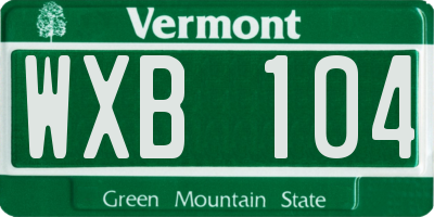 VT license plate WXB104