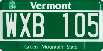 VT license plate WXB105