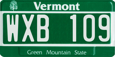 VT license plate WXB109