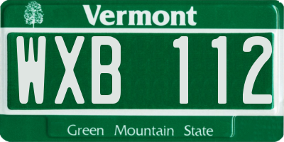 VT license plate WXB112