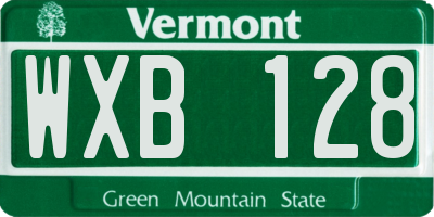 VT license plate WXB128
