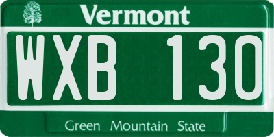 VT license plate WXB130