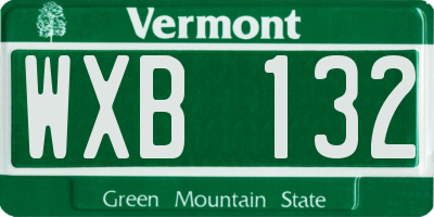 VT license plate WXB132