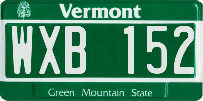VT license plate WXB152