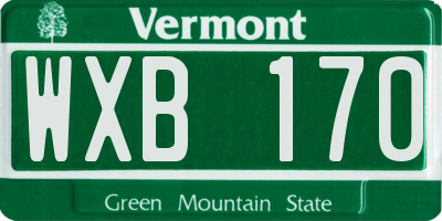 VT license plate WXB170