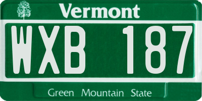 VT license plate WXB187