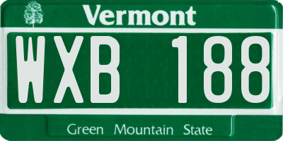 VT license plate WXB188