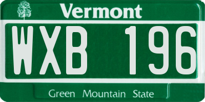VT license plate WXB196
