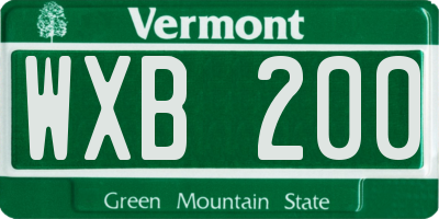 VT license plate WXB200