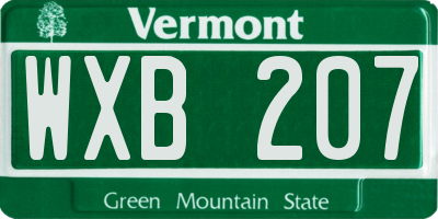 VT license plate WXB207