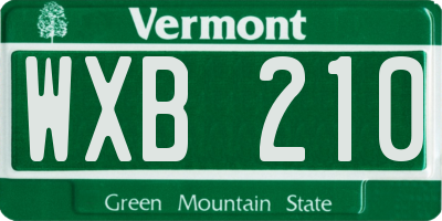 VT license plate WXB210