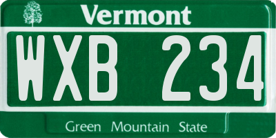 VT license plate WXB234