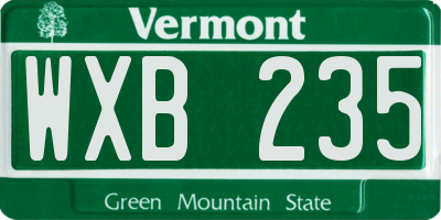 VT license plate WXB235