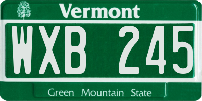VT license plate WXB245