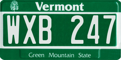 VT license plate WXB247