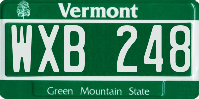 VT license plate WXB248