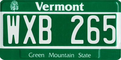 VT license plate WXB265
