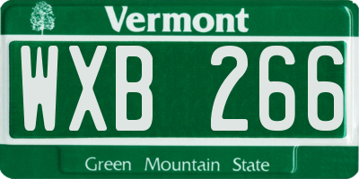 VT license plate WXB266