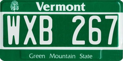 VT license plate WXB267